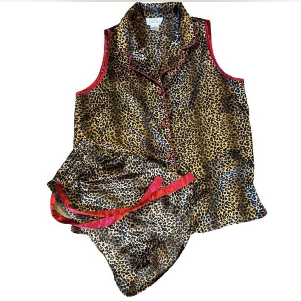 ⭐️3/$12⭐️ Leopard Print Pajama Set with Red Trim